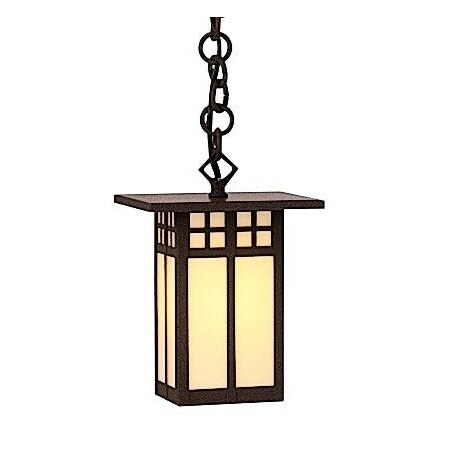 Arroyo Craftsman 6" Glasgow Long Body Pendant, Bronze, Rain Mist Glass GH-6LRM-BZ